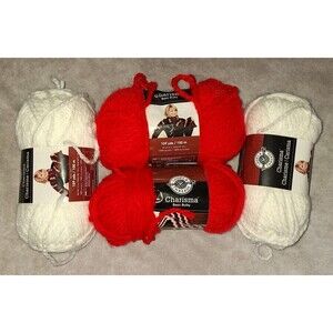 Lot Of 4 Loops & Threads Charisma Yarn True Red And White Acrylic 5 ply Bulky